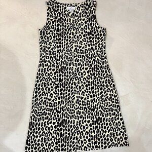 JUDE CONNALLY Dress Stretch Leopard Print Shift Sheath Sleeveless S